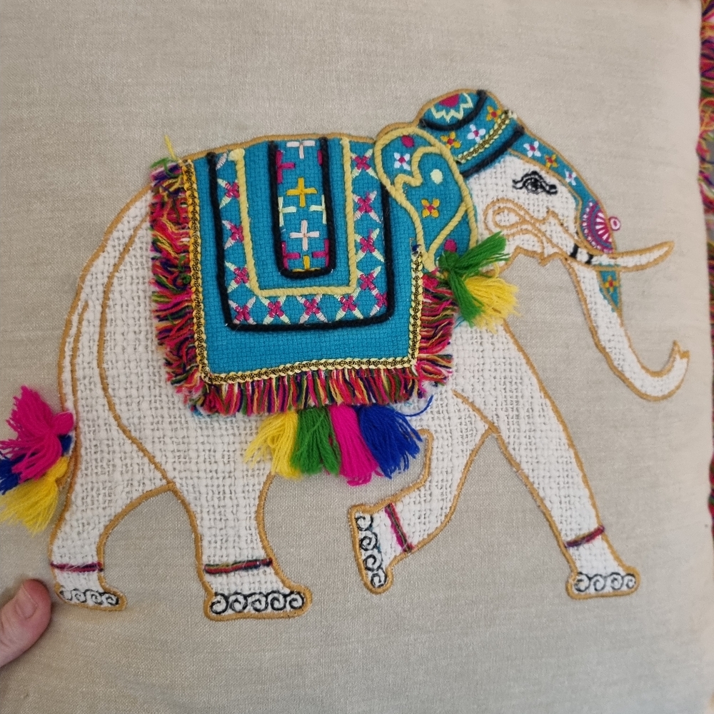 Boho Patchwork Elephant Cushion Pillow Decor Fabric Colours - Picture 3 of 6